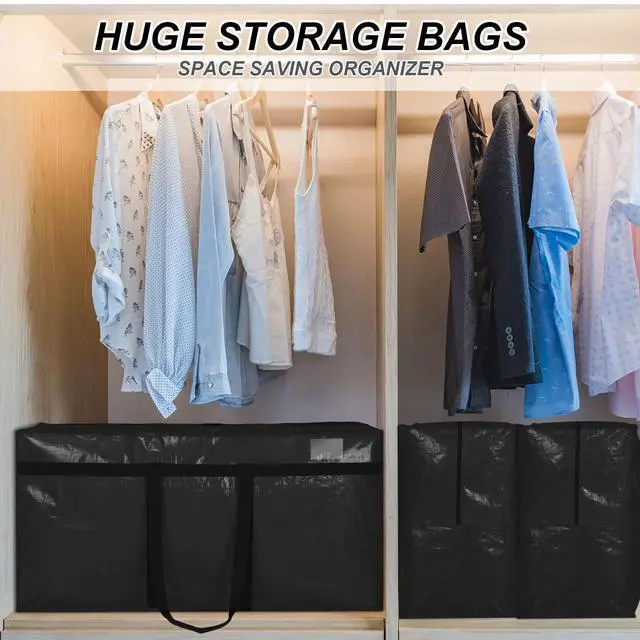 Alt view image 6 of 7 - 4 Pack 98 Gallon Extra Large Moving Bags XXL Heavy Duty Storage Bag with Strong Zipper Handle Jumbo Big Tote Box Foldable for College Dorm Travel Clothes Duffle Blanket Pillow(Black)