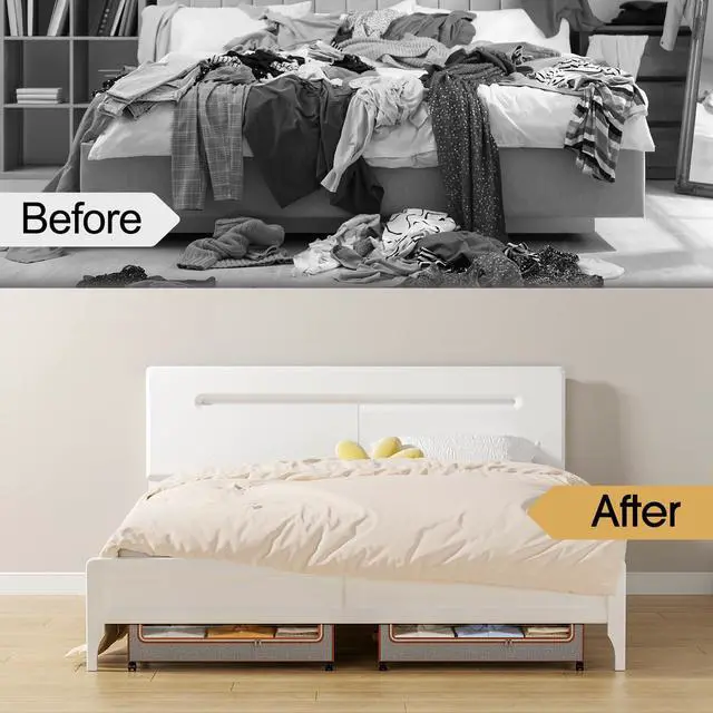 Alt view image 7 of 7 - Under Bed Storage with Wheels, 4 Pack Under the Bed Storage Containers with Lids & Label, XXL 60 L Rolling Underbed Storage Drawers for Clothes, Blankets, Shoes