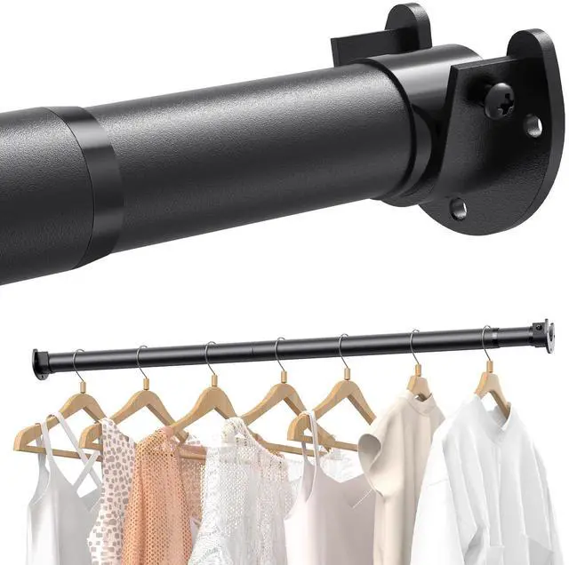 Main image of 4 PACK Closet Rods for Hanging Clothes, 17 to 54 Inches Stepless Adjustable Metal Closet Rod, 1.3 Inches Heavy Duty Clothes Hanging Rod for Closet Wardrobes Laundry RV, Black
