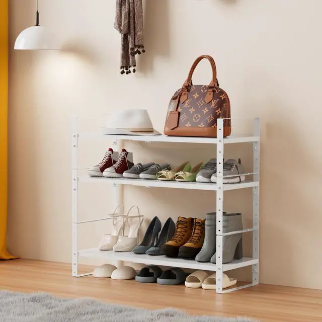 Alt view image 5 of 6 - Multi-Functional Metal Shoe Rack, Space-Saving, Perfect for Entryway, Closet, Bathroom, etc. - Sturdy and Durable, High Weight Capacity2PACKS/White/Large