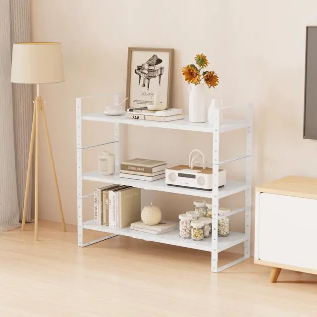Alt view image 4 of 6 - Multi-Functional Metal Shoe Rack, Space-Saving, Perfect for Entryway, Closet, Bathroom, etc. - Sturdy and Durable, High Weight Capacity2PACKS/White/Large