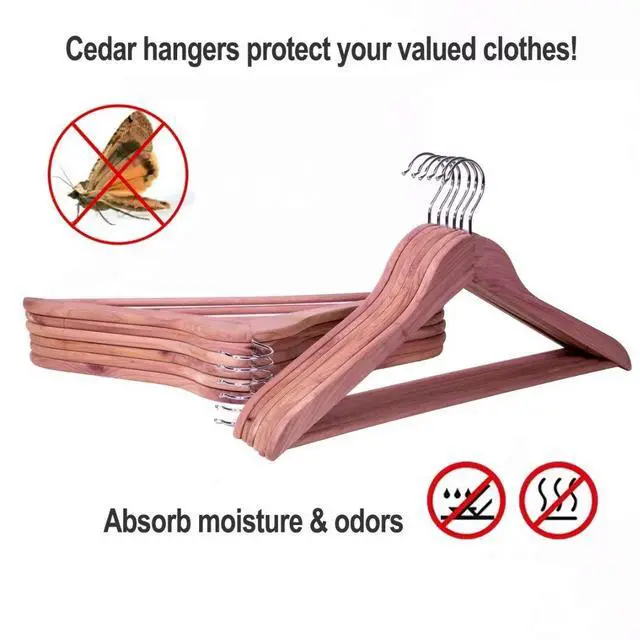 Alt view image 3 of 7 - Cedar Hangers 30 Pack, American Red Cedar Wood Suit Hangers with 360° Swivel Hook, Smooth Surface Slim Cedar Wood Coat Hangers, Great for Refresh Closet