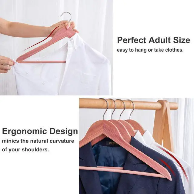 Alt view image 4 of 7 - Cedar Hangers 30 Pack, American Red Cedar Wood Suit Hangers with 360° Swivel Hook, Smooth Surface Slim Cedar Wood Coat Hangers, Great for Refresh Closet