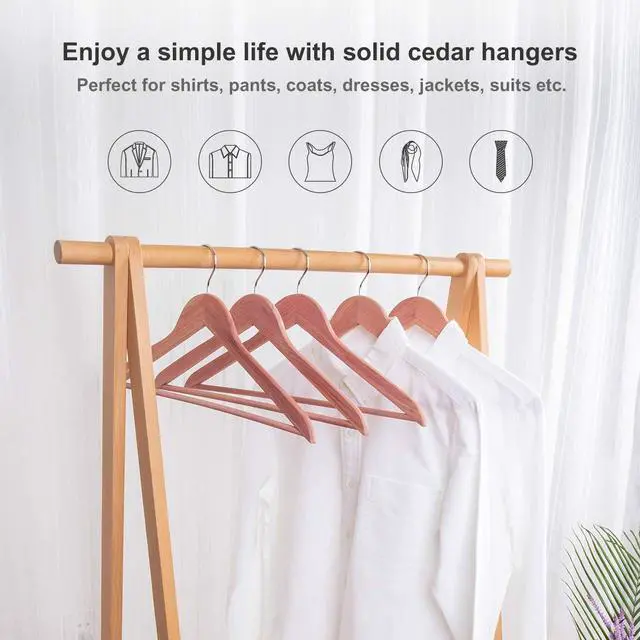 Alt view image 5 of 7 - Cedar Hangers 30 Pack, American Red Cedar Wood Suit Hangers with 360° Swivel Hook, Smooth Surface Slim Cedar Wood Coat Hangers, Great for Refresh Closet