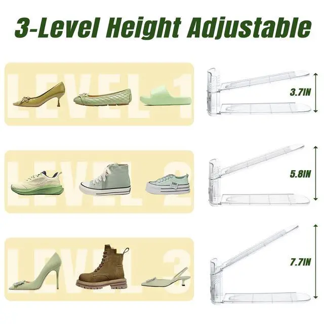 Alt view image 4 of 7 - Clear Shoe Slot Organizer, 20 Pack Adjustable Shoe Slots Organizer for Closet Clear Shoe Stackers Shoe Rack Holder Shoe Space Savers for A Pair of Shoes(Transparent)