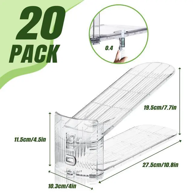 Alt view image 2 of 7 - Clear Shoe Slot Organizer, 20 Pack Adjustable Shoe Slots Organizer for Closet Clear Shoe Stackers Shoe Rack Holder Shoe Space Savers for A Pair of Shoes(Transparent)