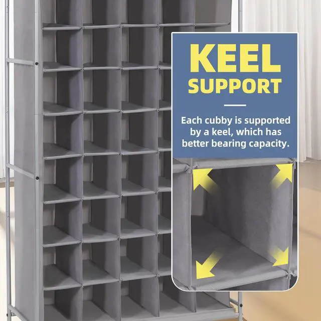 Alt view image 5 of 7 - Shoe Cubby Organizer, Free Standing Shoe Cube Rack for Entryway, Bedroom, Apartment, Closet, 40-Cube Gray