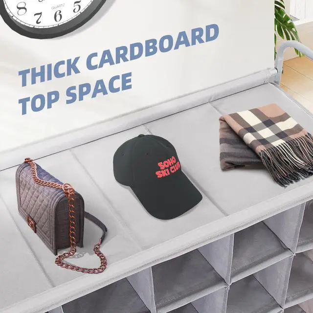Alt view image 3 of 7 - Shoe Cubby Organizer, Free Standing Shoe Cube Rack for Entryway, Bedroom, Apartment, Closet, 40-Cube Gray