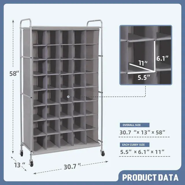 Alt view image 2 of 7 - Shoe Cubby Organizer, Free Standing Shoe Cube Rack for Entryway, Bedroom, Apartment, Closet, 40-Cube Gray