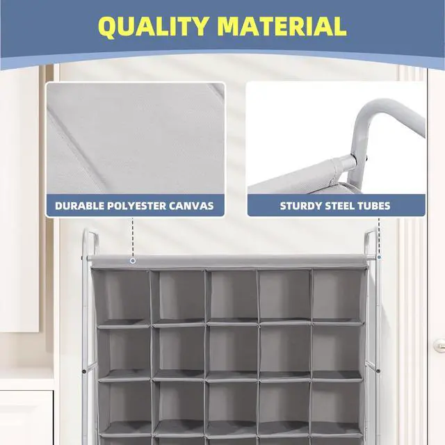 Alt view image 6 of 7 - Shoe Cubby Organizer, Free Standing Shoe Cube Rack for Entryway, Bedroom, Apartment, Closet, 40-Cube Gray