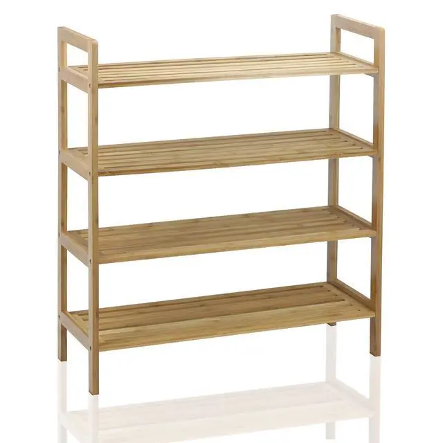 Alt view image 5 of 5 - 4-Tier Bamboo, Natural Shoe Rack, Medium