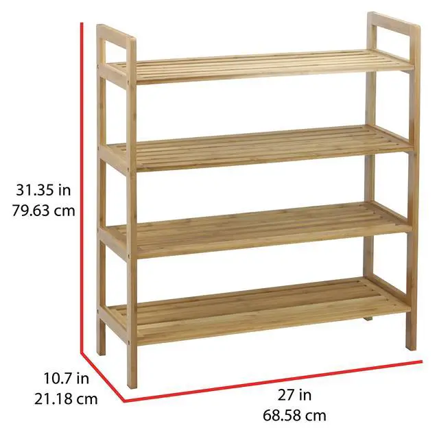 Alt view image 4 of 5 - 4-Tier Bamboo, Natural Shoe Rack, Medium