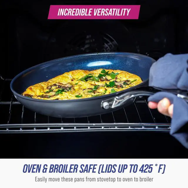 Alt view image 5 of 6 - Cookware Hard Anodized Ceramic Nonstick, 10" and 12" Frying Pan Skillet Set, PFAS-Free, Dishwasher Safe, Oven Safe, Grey