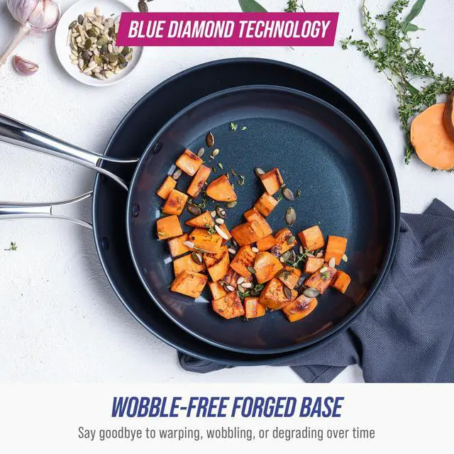 Alt view image 4 of 6 - Cookware Hard Anodized Ceramic Nonstick, 10" and 12" Frying Pan Skillet Set, PFAS-Free, Dishwasher Safe, Oven Safe, Grey