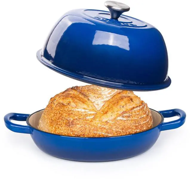 Main image of Enamelled Cast Iron Dutch Oven Pot Dutch Oven For Sourdough Bread Baking Cast Iron Bread Pot Dark Blue, 6 Quarts, 26cm