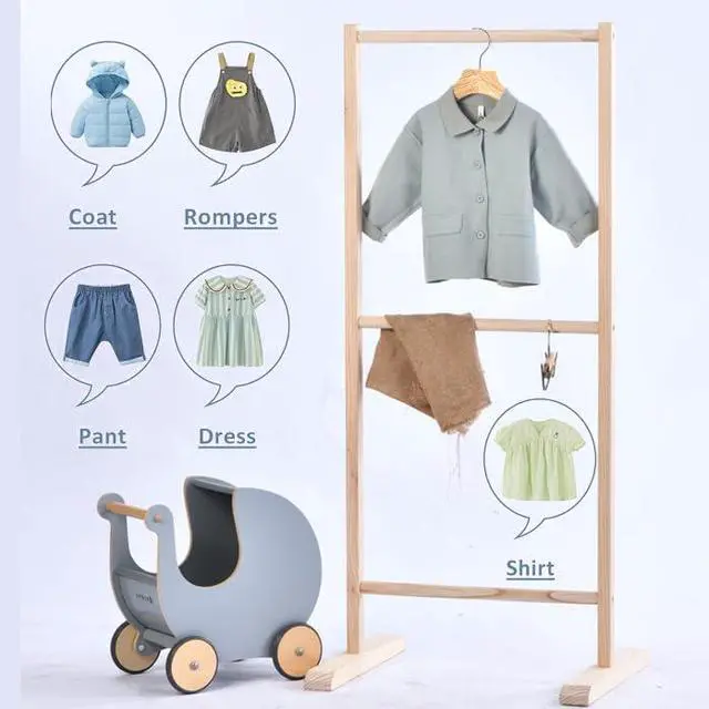 Alt view image 2 of 7 - Natural 12.7" Ultra-Thin Wooden Children Closet Clothes Clips Hangers 20PCS Wood Baby Kids Coat Hangers for Infant Toddler Newborn Jumpsuit Pants Skirts Jeans Space Saving Heavy Duty Durable