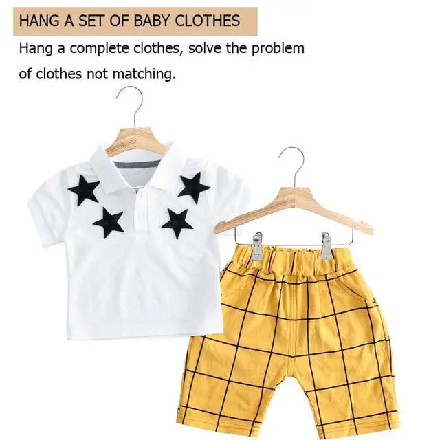 Alt view image 3 of 7 - Natural 12.7" Ultra-Thin Wooden Children Closet Clothes Clips Hangers 20PCS Wood Baby Kids Coat Hangers for Infant Toddler Newborn Jumpsuit Pants Skirts Jeans Space Saving Heavy Duty Durable