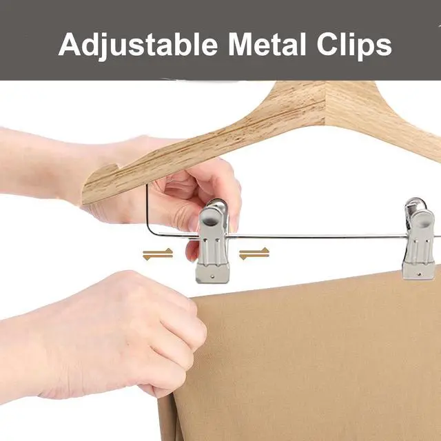 Alt view image 5 of 7 - Natural 12.7" Ultra-Thin Wooden Children Closet Clothes Clips Hangers 20PCS Wood Baby Kids Coat Hangers for Infant Toddler Newborn Jumpsuit Pants Skirts Jeans Space Saving Heavy Duty Durable