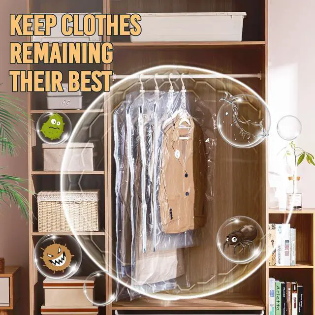 Alt view image 4 of 7 - Hanging Vacuum Sealer Suction Space Saver Storage Bags for Clothes Travel with Electric Air Pump And Rolling Slide Clip for Coats, Closet Organizers, 6 Long