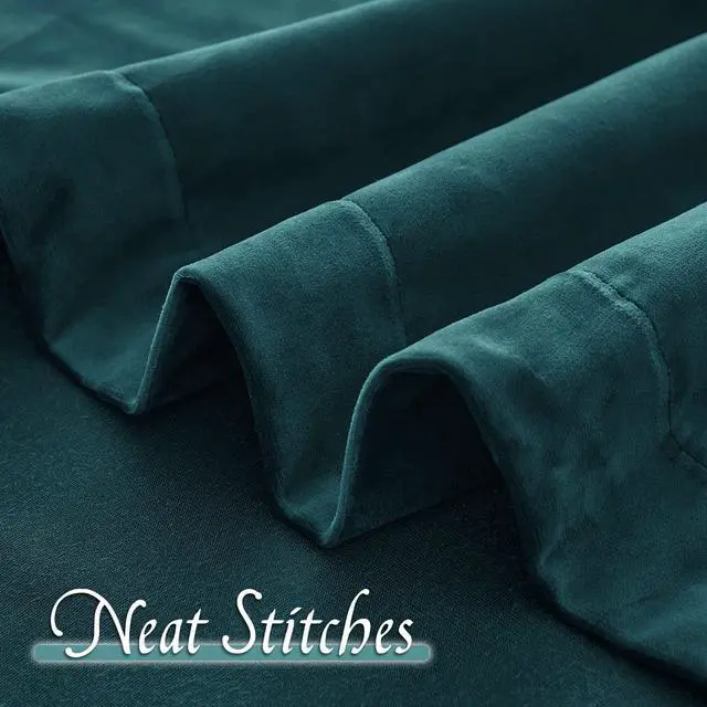 Alt view image 4 of 7 - Teal Velvet Curtains 84 inch Length - Super Soft Durable Window Drapes Plush Velvet Room Darkening Backdrop for Nursery Playroom Bedroom, Peacock Blue, W52 x L84 inches, 2 Panels