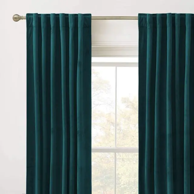 Alt view image 2 of 7 - Teal Velvet Curtains 84 inch Length - Super Soft Durable Window Drapes Plush Velvet Room Darkening Backdrop for Nursery Playroom Bedroom, Peacock Blue, W52 x L84 inches, 2 Panels