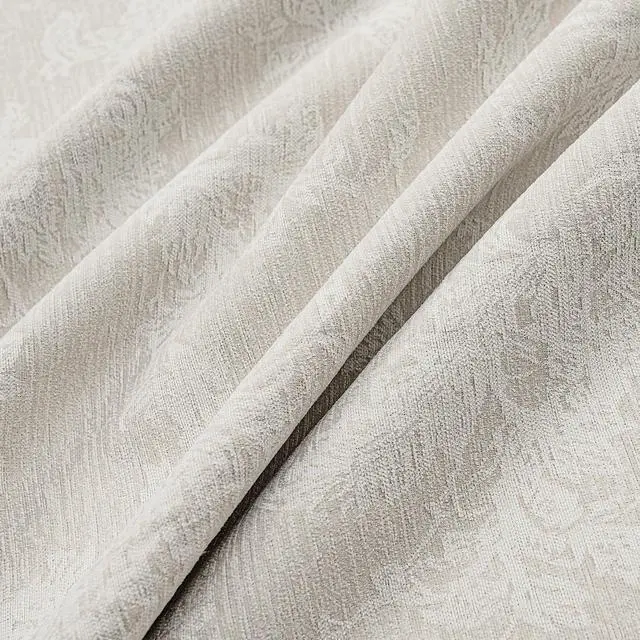 Alt view image 7 of 7 - Beige Floral Jacquard Blackout Curtains 96 Inches Long for Bedroom, Scroll Flower Chenille Farmhouse Curtains for Living Room Darkening Thermal Insulated Grommet Window Drapes 2 Panels