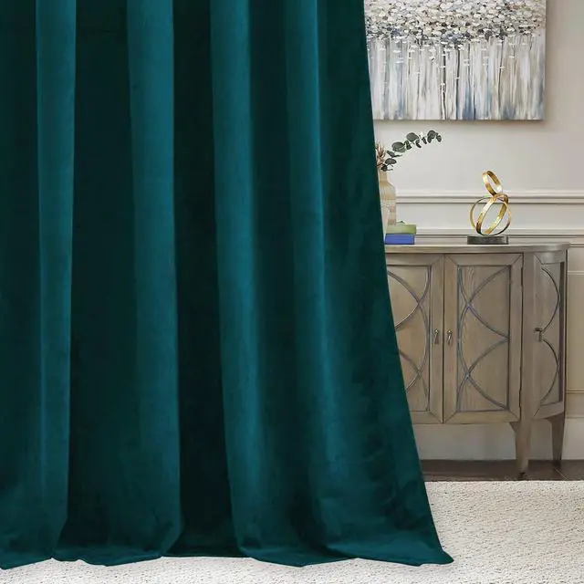 Alt view image 6 of 7 - Teal Velvet Curtains 84 inch Length - Super Soft Durable Window Drapes Plush Velvet Room Darkening Backdrop for Nursery Playroom Bedroom, Peacock Blue, W52 x L84 inches, 2 Panels