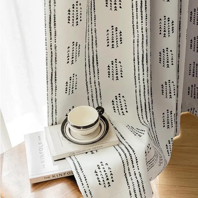 Alt view image 7 of 7 - 100% Boho Blackout Curtains 72 Inches Long for Bedroom, Black on Beige Patterned Bohemian Curtains for Living Room, Geometric Striped Thermal Insulated Window Drapes Grommet Top 2 Panels