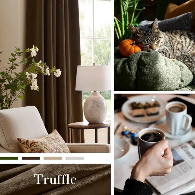 Alt view image 3 of 7 - Velvet Blackout Curtains Thermal Insulated Room Window Drapes Super Soft Luxury Curtains for Living Room Bedroom Rod Pocket 2 Panels, Truffle, 52" W x 84" L