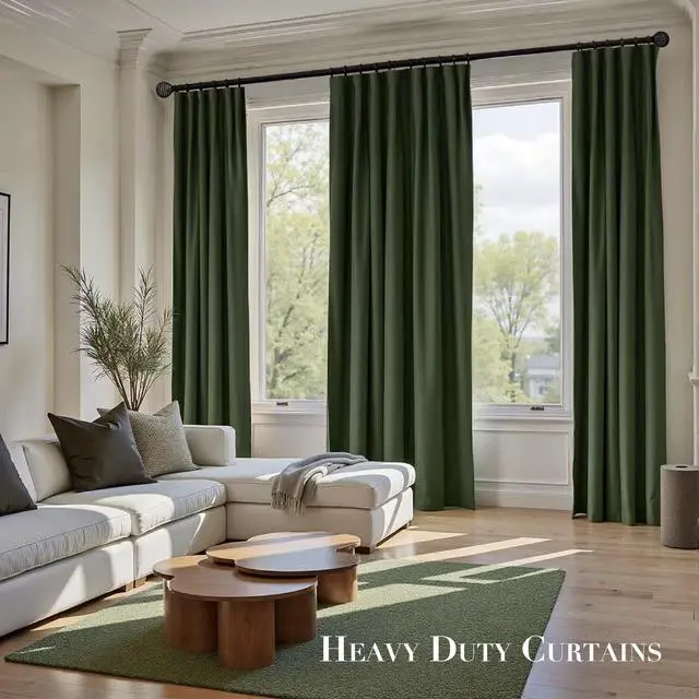 Alt view image 3 of 7 - Olive Green Velvet Curtains Thermal Insulated Blackout Curtain for Bedroom Window Living Room Darkening Luxury Vintage 84 Inches Long Heavy Drapes Panels Rod Pocket Set of 2