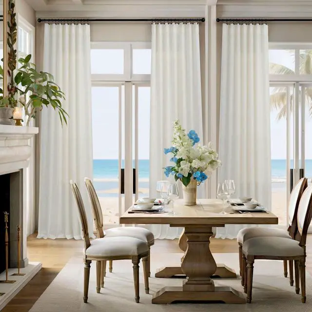 Alt view image 6 of 7 - 102 Inch Long Curtains 2 Panel for Living Room Dining Back Tab Loop Pocket Custom Natural Linen Sheer Ivory Cream Curtain for Bedroom Playroom Boho Farm House Cottage Core Decor 42 x 102 Length
