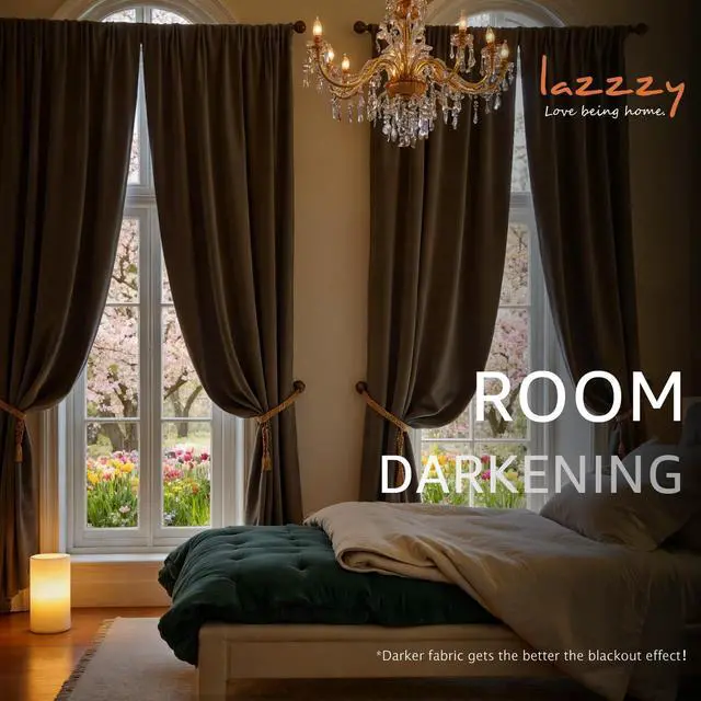 Alt view image 5 of 7 - Velvet Blackout Curtains Thermal Insulated Room Window Drapes Super Soft Luxury Curtains for Living Room Bedroom Rod Pocket 2 Panels, Truffle, 52" W x 84" L