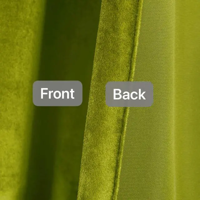 Alt view image 5 of 7 - Olive Green Velvet Curtain 84 inch Long - Curtains Block Light Thermal Insulated Rod Pocket Window Drapes Set for Bedroom/Living Room, Olive Green, W52 x L84 inch, 2 Panels
