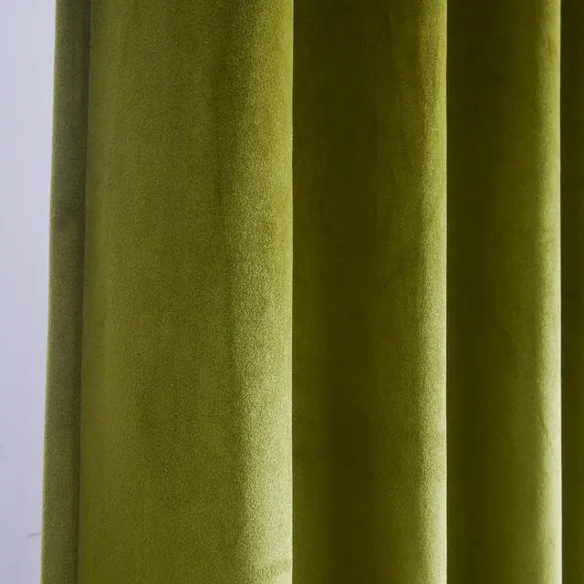 Alt view image 7 of 7 - Olive Green Velvet Curtain 84 inch Long - Curtains Block Light Thermal Insulated Rod Pocket Window Drapes Set for Bedroom/Living Room, Olive Green, W52 x L84 inch, 2 Panels