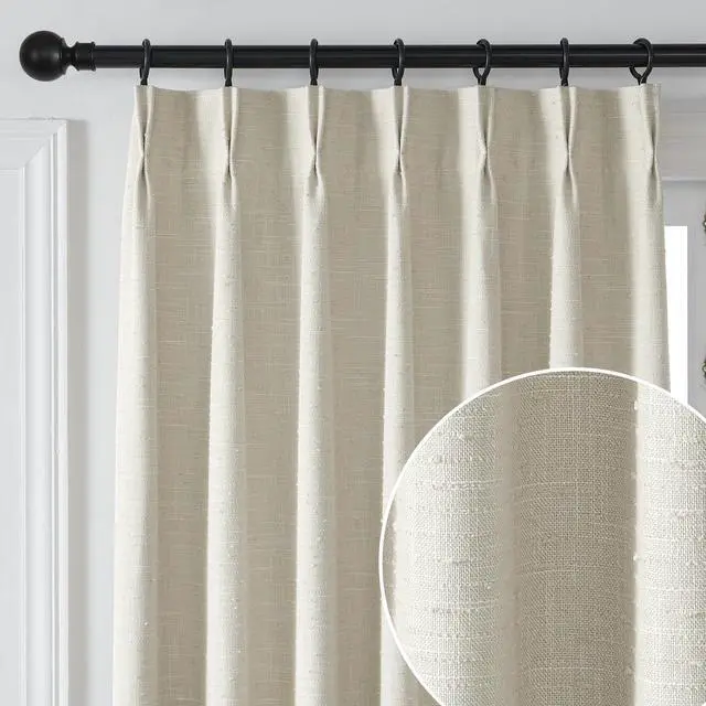 Main image of Pinch Pleat Linen Texture Sheer Curtain for Bedroom,Back Tab 102 inches Long Window Drapes for Living Room, 2 Panels,40" Width,Linen