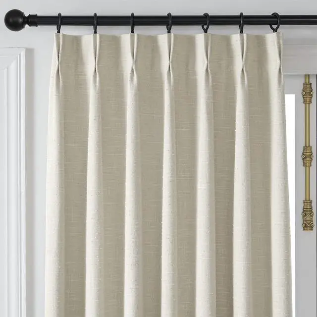 Alt view image 3 of 5 - Pinch Pleat Linen Texture Sheer Curtain for Bedroom,Back Tab 102 inches Long Window Drapes for Living Room, 2 Panels,40" Width,Linen