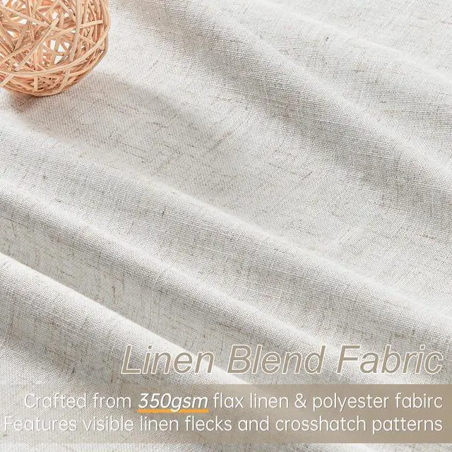 Alt view image 4 of 7 - 90 Inches Long Full Blackout Linen Curtains for Bedroom, Pinch Pleated Sound Block Curtains, Oatmeal Decorative Elegant Farmhouse Lined Drapes 2 Panels Set for Living Room Sliding Door