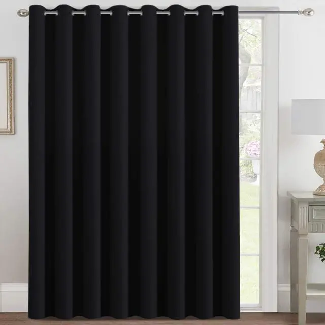 Main image of Blackout Patio Curtains 100 x 108 Inches for Sliding Door Extral Wide Blackout Curtain Panels Thermal Insulated Room Divider - Grommet Top, 9' Tall by 8.5' Wide - Jet Black
