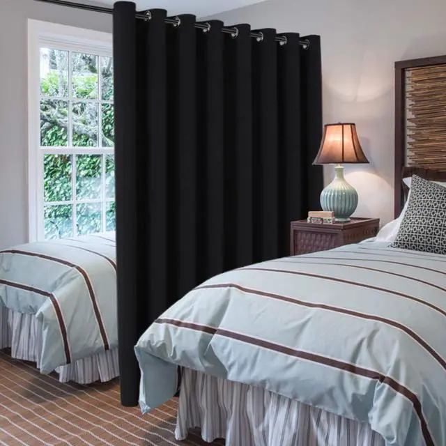 Alt view image 2 of 7 - Blackout Patio Curtains 100 x 108 Inches for Sliding Door Extral Wide Blackout Curtain Panels Thermal Insulated Room Divider - Grommet Top, 9' Tall by 8.5' Wide - Jet Black
