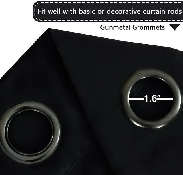 Alt view image 3 of 7 - Blackout Patio Curtains 100 x 108 Inches for Sliding Door Extral Wide Blackout Curtain Panels Thermal Insulated Room Divider - Grommet Top, 9' Tall by 8.5' Wide - Jet Black