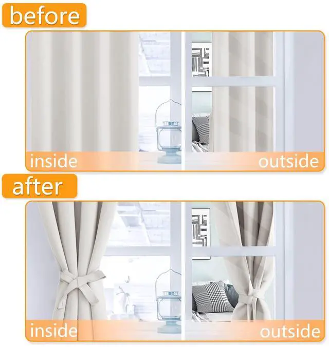 Alt view image 4 of 7 - Room Darkening Curtains for Bedroom, 60 x 72 Inches - Thermal Insulated & Light Blocking Window Drapes for Living Room/Dorm Room, Set of 2 Panels Sewn with Tiebacks, Ivory