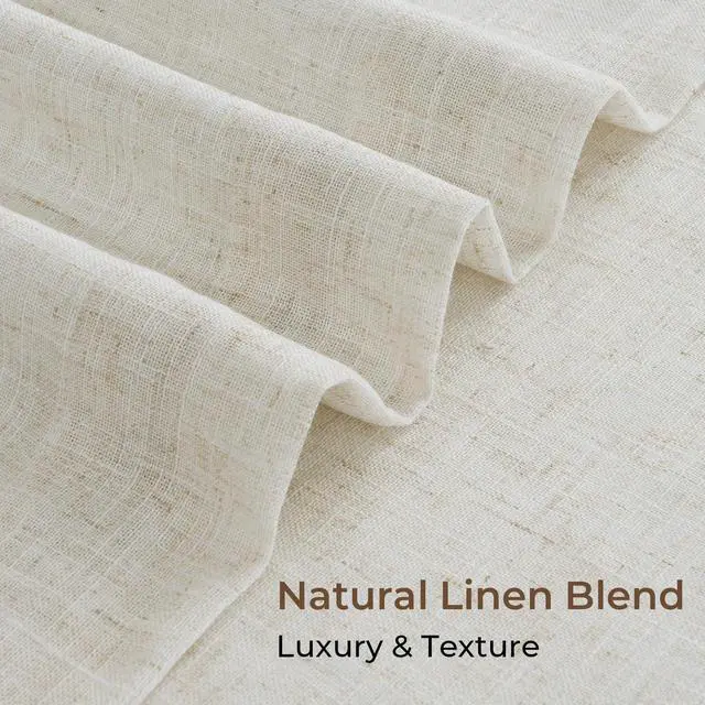 Alt view image 4 of 7 - Natural Linen Pinch Pleated Curtains Blackout, 100% Black Out Curtains 96 inch Long for Bedroom, Blackout Thermal Insulated Pinch Pleated Drapes for Living Room, 40" W x 96" L, 2 Panels Set