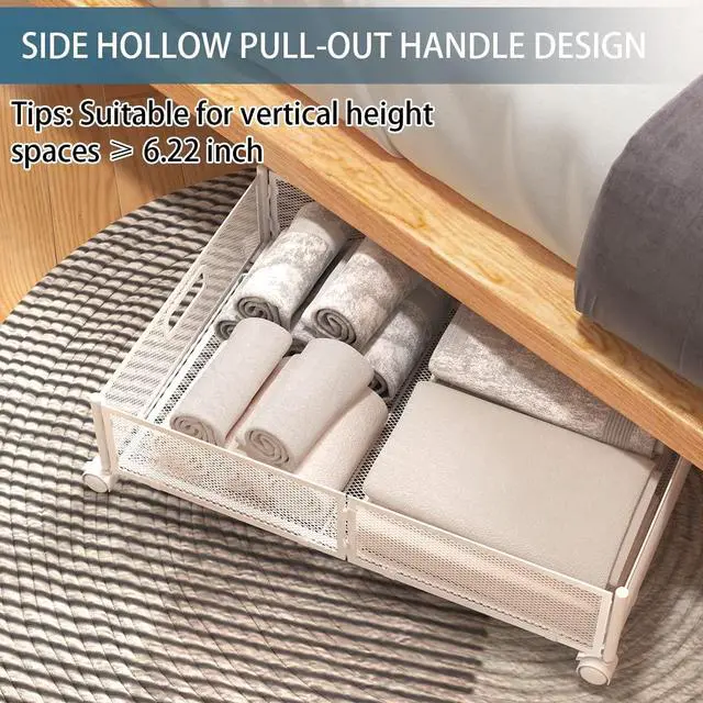 Alt view image 5 of 7 - Under Bed Storage Containers, Under Bed Shoe Storage With Wheels, Foldable Bedroom Storage Organization with Handles, Under Bed Storage Bins Drawer For Clothes, Blankets And Shoes, Bedding