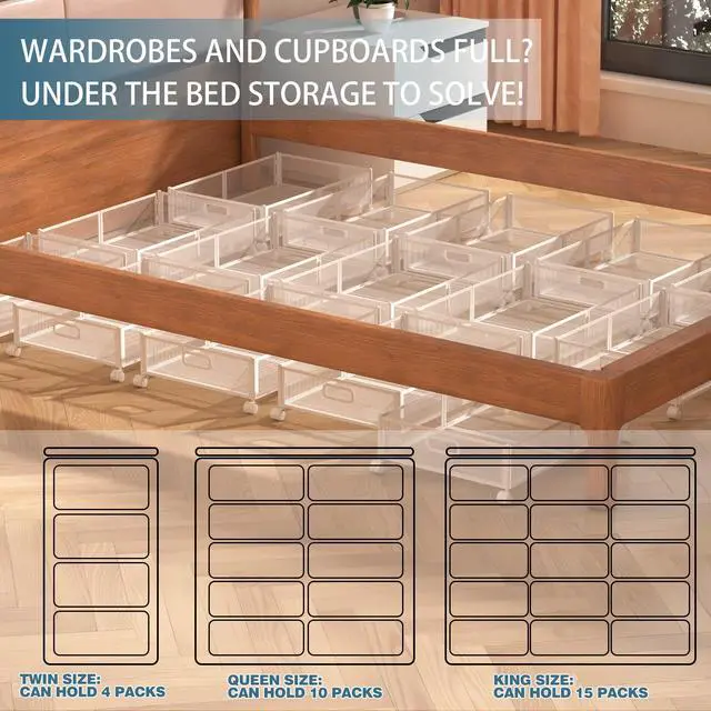 Alt view image 4 of 7 - Under Bed Storage Containers, Under Bed Shoe Storage With Wheels, Foldable Bedroom Storage Organization with Handles, Under Bed Storage Bins Drawer For Clothes, Blankets And Shoes, Bedding