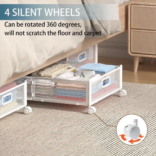Alt view image 3 of 7 - Under Bed Storage Containers, Under Bed Shoe Storage With Wheels, Foldable Bedroom Storage Organization with Handles, Under Bed Storage Bins Drawer For Clothes, Blankets And Shoes, Bedding