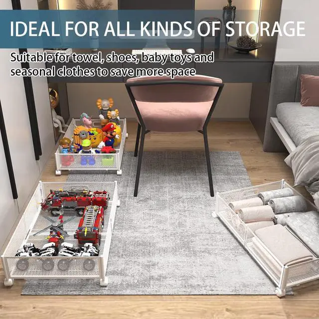 Alt view image 6 of 7 - Under Bed Storage Containers, Under Bed Shoe Storage With Wheels, Foldable Bedroom Storage Organization with Handles, Under Bed Storage Bins Drawer For Clothes, Blankets And Shoes, Bedding