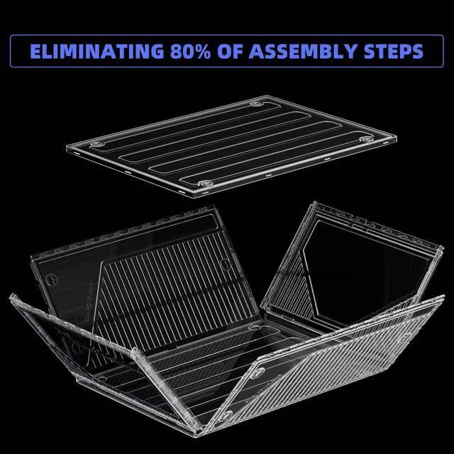Alt view image 3 of 7 - 10 Pack Upgraded XX-Large Closet Organizers and Storage with Magnetic Door, New structure is more stable, Thicken & Sturdy Clear Stackable Interconnectable Shoe Box for Entryway, Under Bed