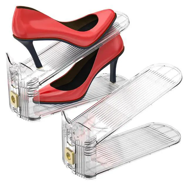 Alt view image 3 of 7 - Shoe Slots Organizer,Adjustable Shoe Stackers,20 Pack Shoe Space Savers,Shoe Storage Holder for Closet,Transparent