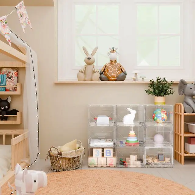 Alt view image 6 of 7 - 10 Pack Upgraded XX-Large Closet Organizers and Storage with Magnetic Door, New structure is more stable, Thicken & Sturdy Clear Stackable Interconnectable Shoe Box for Entryway, Under Bed
