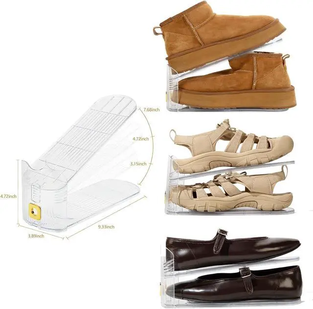 Alt view image 5 of 7 - Shoe Slots Organizer,Adjustable Shoe Stackers,20 Pack Shoe Space Savers,Shoe Storage Holder for Closet,Transparent